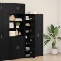 VidaXL Highboard in Schwarz Eichen-Optik, Holzwerkstoff, mit offenen und geschlossenen Fächern.