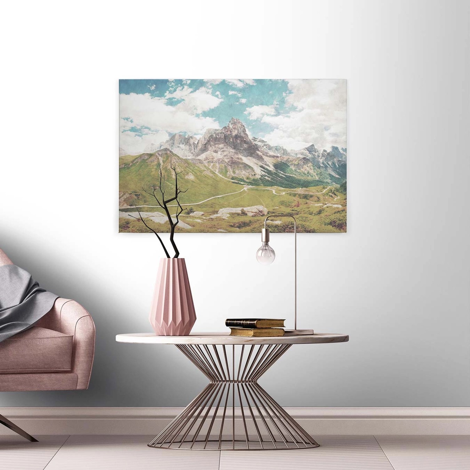 Bricoflor Leinwand Bild Mit Dolomiten Alpen Berglandschaft Auf Leinwand Ideal Für Schlaf Und Wohnzimmer Pastell Wandbild