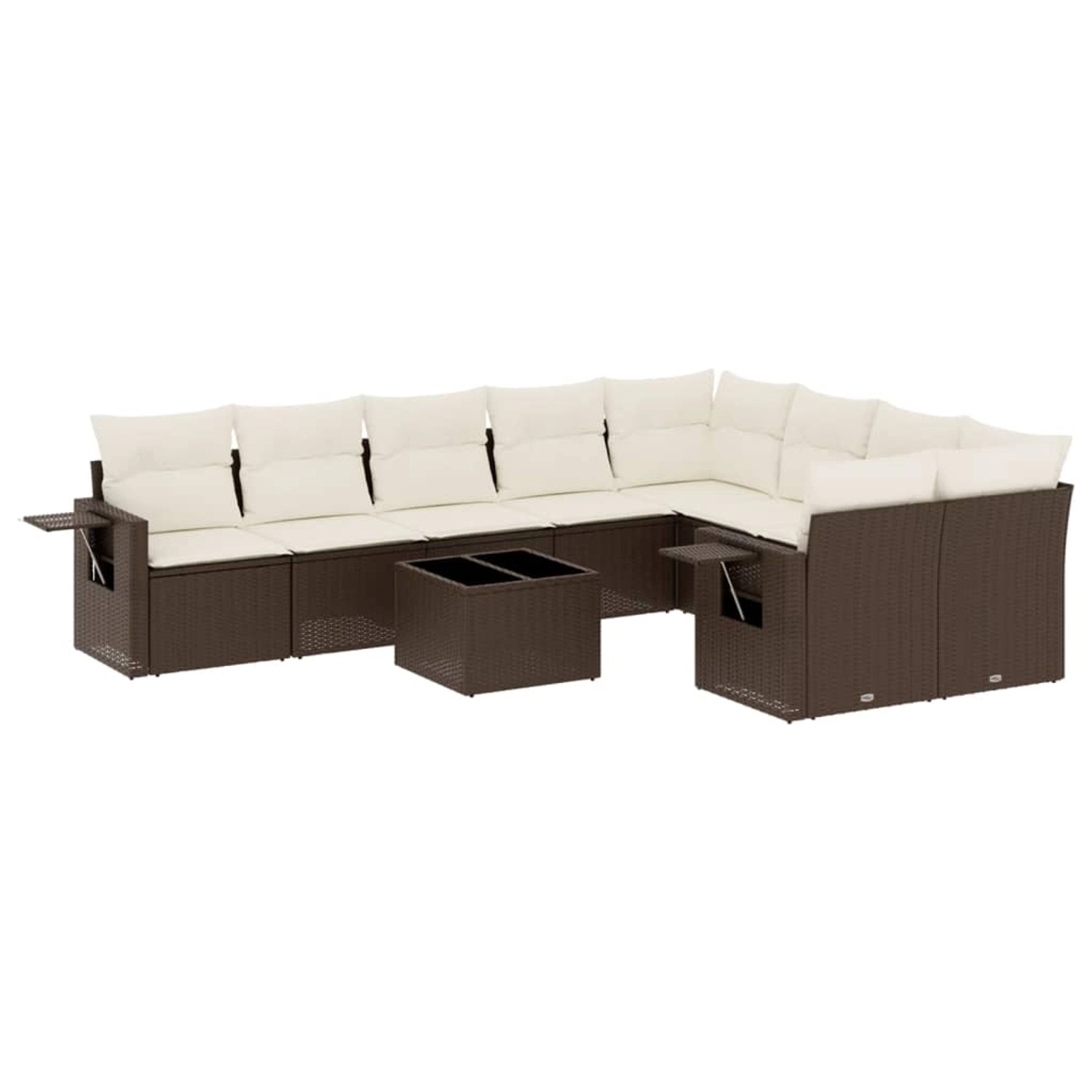 vidaXL 10-Tlg Garten-Sofagarnitur mit Kissen Braun Poly Rattan 3252990 günstig online kaufen