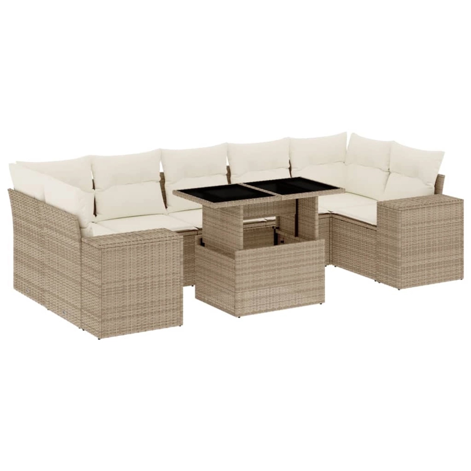 vidaXL 8-Tlg Garten-Sofagarnitur mit Kissen Beige Poly Rattan 3269038 günstig online kaufen