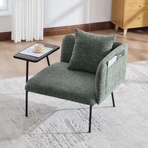 PXloue Stühle Einzelsessel mit Beistelltisch Chenille Sessel mit Seitentaschen für Wohnzimmer Grün