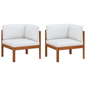 vidaXL Garten-Ecksofas 2 Tlg mit Kissen Holz Akazie & Seil 312424