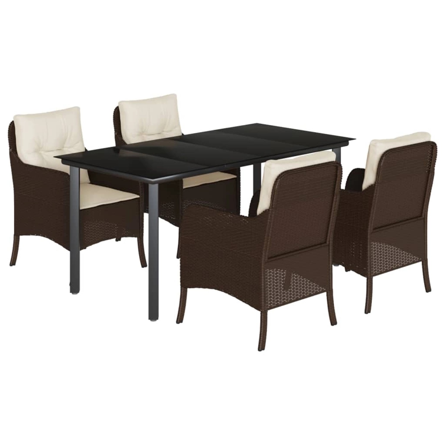 vidaXL 5-Tlg Garten-Essgruppe mit Kissen Braun Poly Rattan 3211944 günstig online kaufen