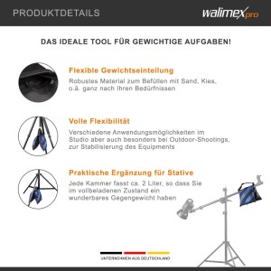 Walimex Pro Walimex Sandsack Gewicht Galgenstativ Lampenständer Befüllbar Gewichtssack