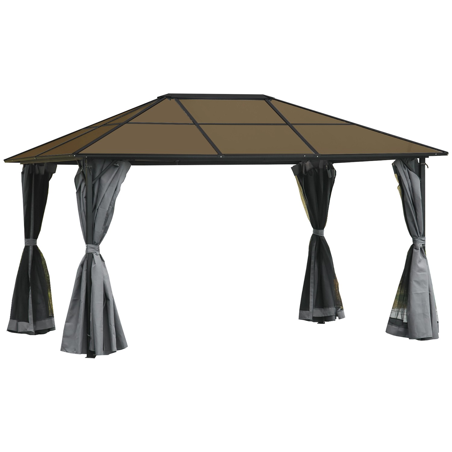 Outsunny Pavillon Alu Eisen Polycarbonat Polyester Grau 300L x 400B x 265H günstig online kaufen