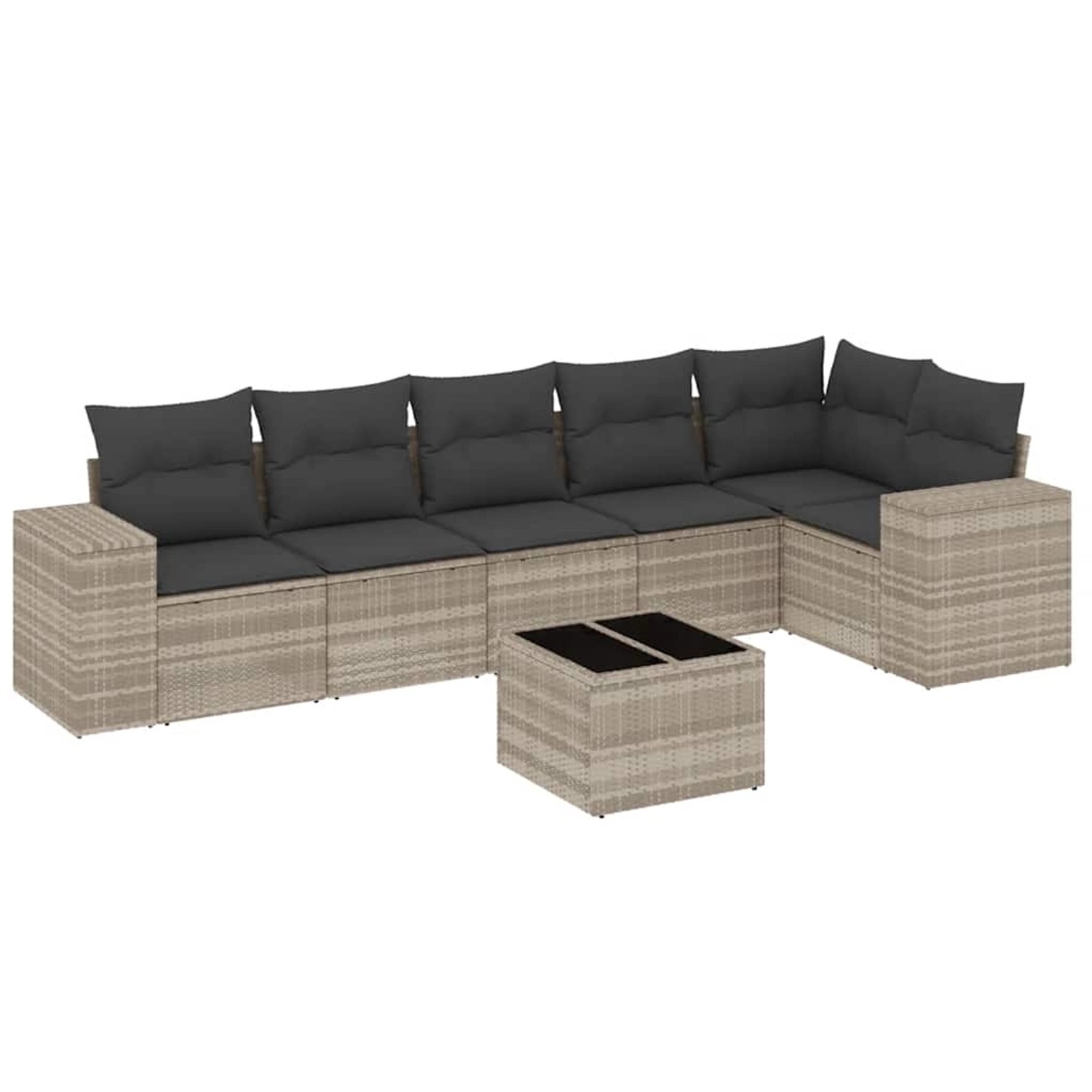 vidaXL 7-Tlg Garten-Sofagarnitur mit Kissen Hellgrau Poly Rattan 3222601 günstig online kaufen
