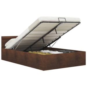vidaXL Bett mit Bettkasten Hydraulisch mit LED Braun Stoff 120x200 cm 285566