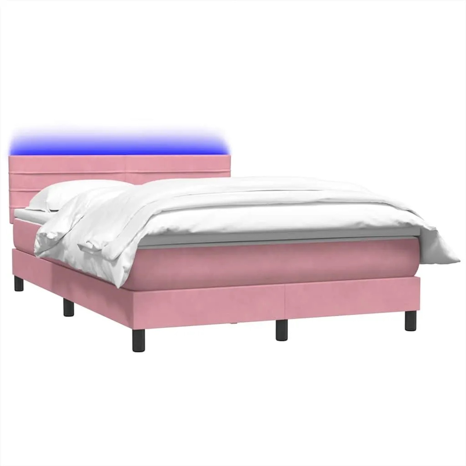 vidaXL Boxspringbett mit Matratze & LED Rosa 140x210 cm Samt 3316982 günstig online kaufen