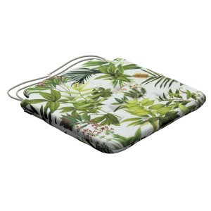 Dekoria Stuhlkissen Christoph, Blumenmuster grün-weiß, 42x41 cm mit Bindebändern.