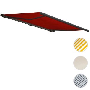 MCW Elektrische Kassettenmarkise H122 4x3m Acryl Bordeaux-Rot Rahmen Anthrazit