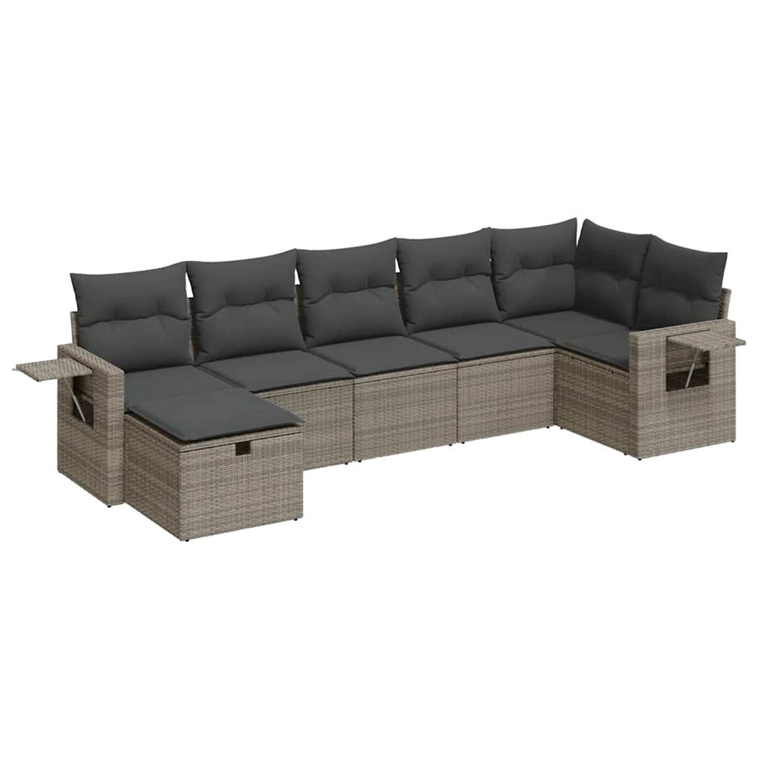 vidaXL 7-Tlg Garten-Sofagarnitur mit Kissen Grau Poly Rattan 3325506 günstig online kaufen