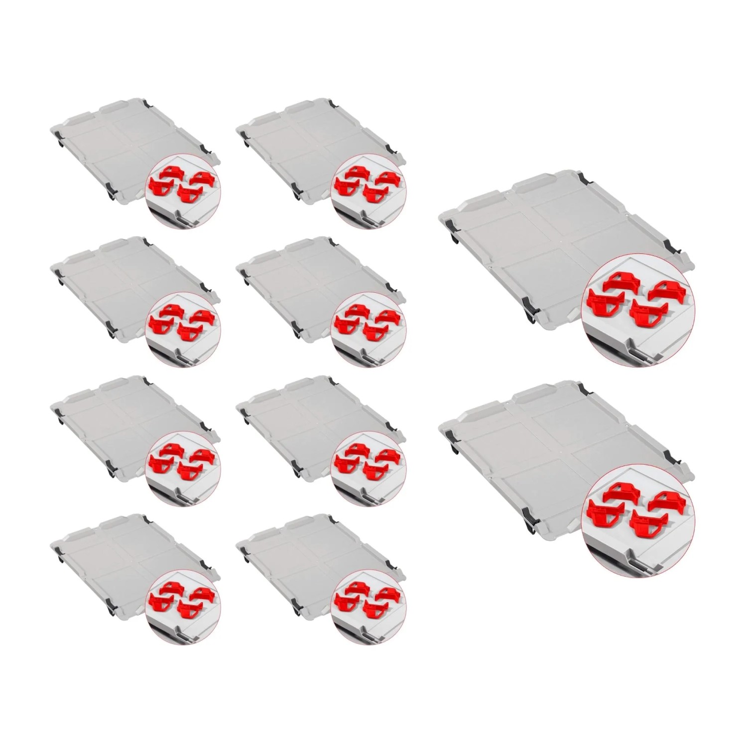 PROREGAL Spar Set: 10 Euroboxen mit Deckel und Schnappverschlüssen (rot). Ideal zur Aufbewahrung.