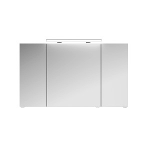 Pelipal Spiegelschrank 4010, 120 cm, Weiß Glänzend mit Aufsatzleuchte. Badezimmerschrank mit drei Spiegeltüren.