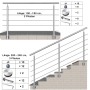 AICA 304 Edelstahl Treppengeländer Set Seitenmontage 150 cm Länge 5 Querstreben_5