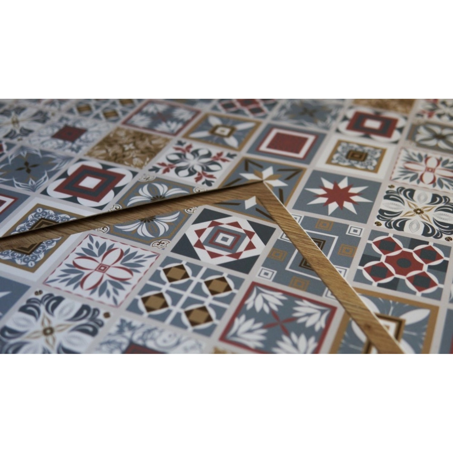 Tulup PVC Fliesen Selbstklebende 30 cm x 30 cm Set von 9 Klassische Klebefliesen Vinyl Bodenfliesen Klebefliesen für Küche Orientalisches Motiv_5