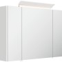 Posseik Spiegelschrank, 90 cm, mit LED-Lampe und Glasböden, weiß hochglanz.