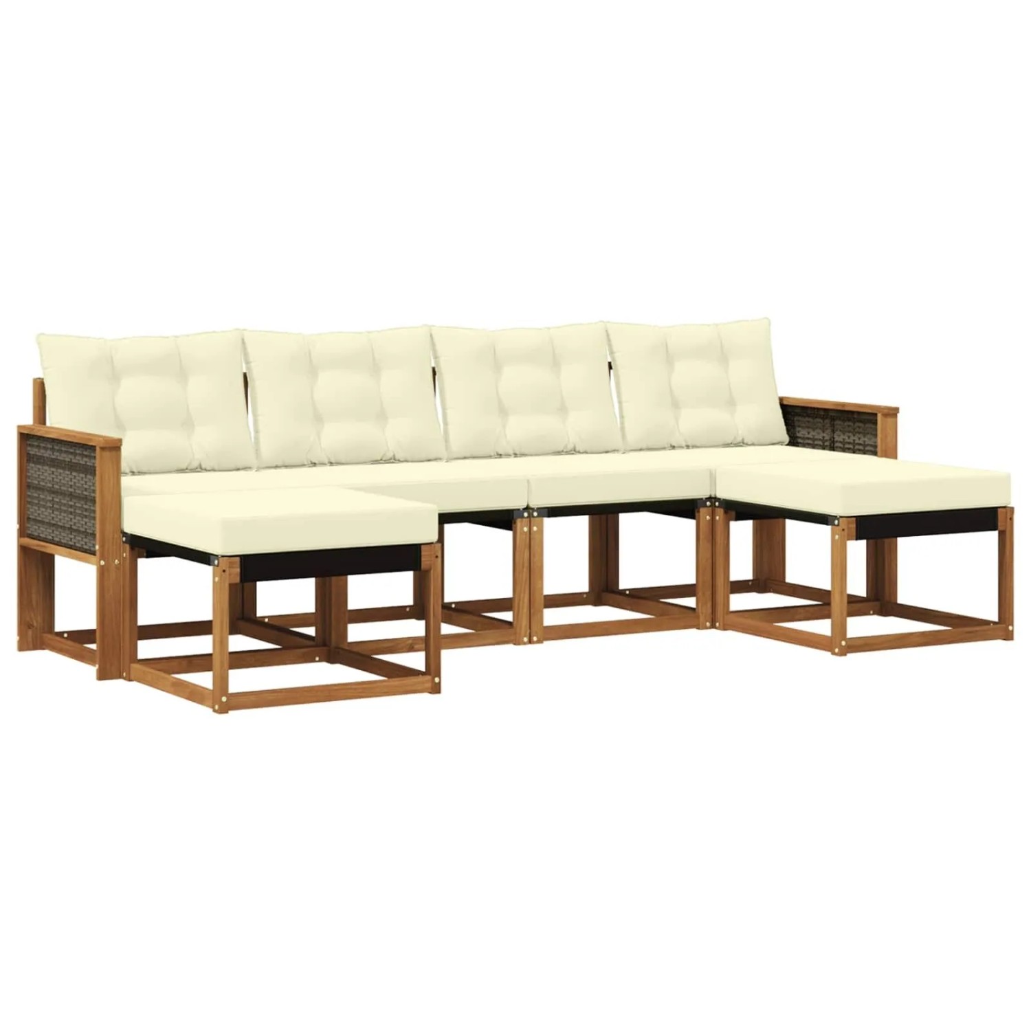 vidaXL Outdoor-Sofagarnitur mit Kissen 6 Stk Natur und Creme 3382122