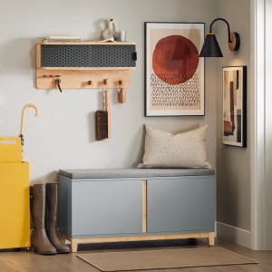 SoBuy Schuhbank mit Sitzfläche Sitzbank mit Stauraum Hellgrau FSR117-HG