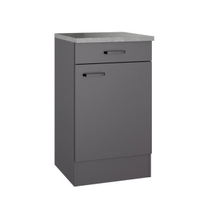 OPTIFIT Unterschrank Kiel420, 50x88x50 cm, Anthrazit Matt mit Schubkasten und Arbeitsplatte.
