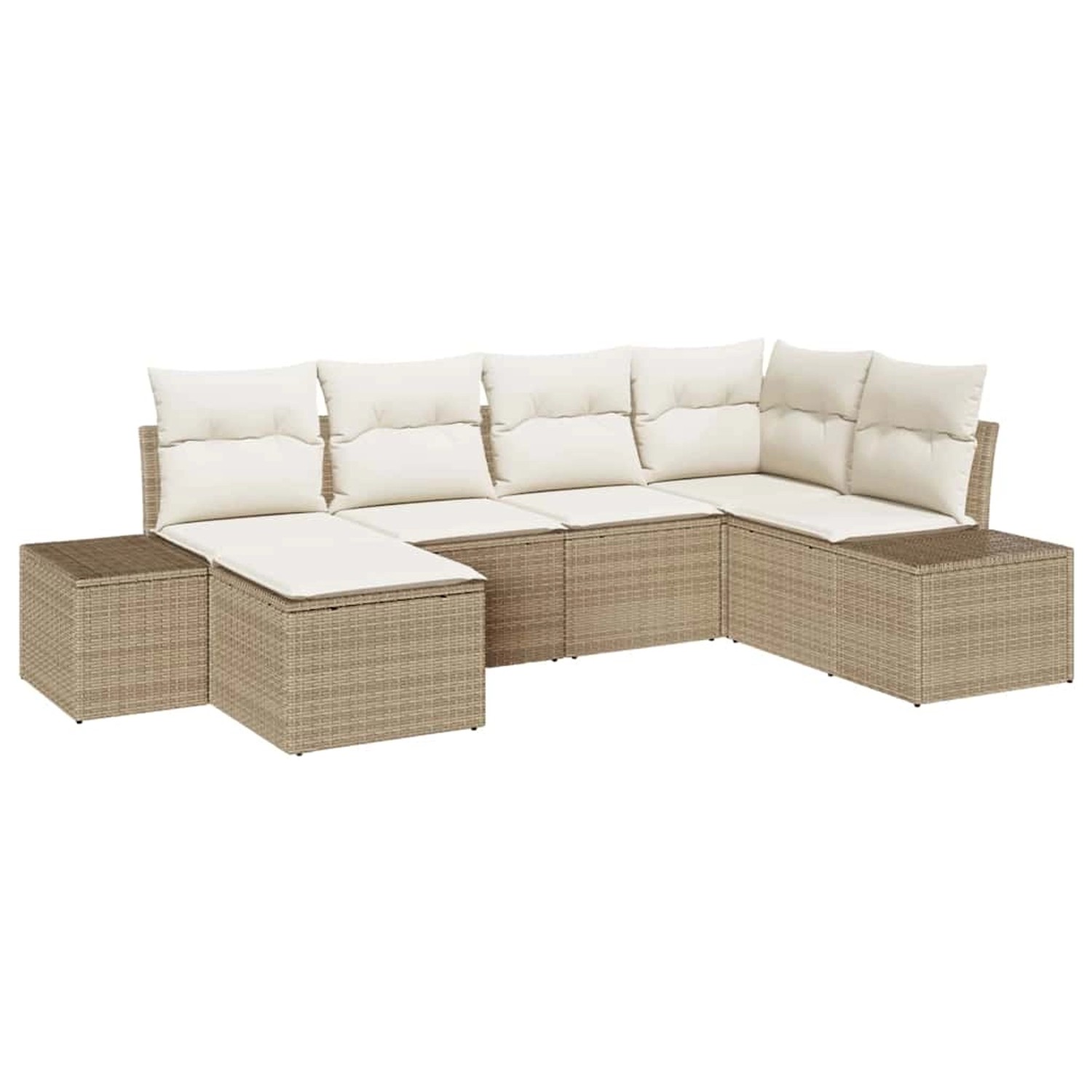vidaXL Garten-Sofa-Set mit Kissen 6-Tlg Beige und Creme Poly Rattan 3347131 günstig online kaufen