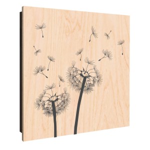 Banjado Schlüsselkasten aus Holz, 30x30cm, Motiv Pusteblume. Schlüsselbox mit 50 Haken.