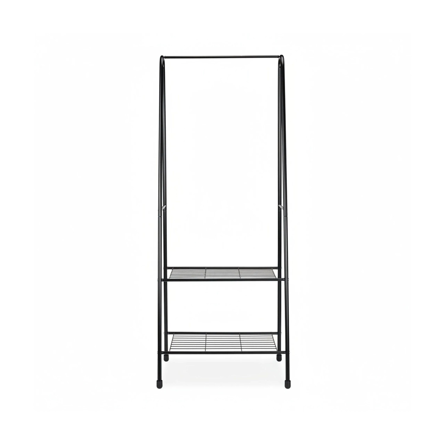 Relaxdays Kleiderständer Metall Schwarz mit 2 Ablagen 160 cm x 61,5 cm x 38 cm 3 kg