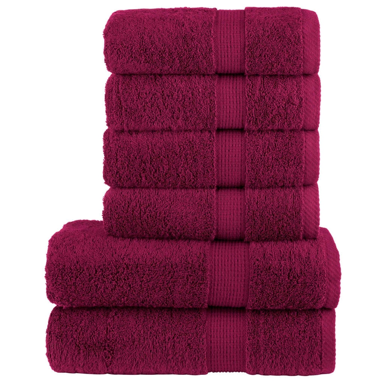 vidaXL 6 Tlg Premium-Handtuch-Set Bordeaux 600 g/m2 100% Baumwolle