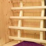 Innenansicht Weka Infrarotkabine Mila 2 mit Holzverkleidung, Sitzbank und Rückenlehne.