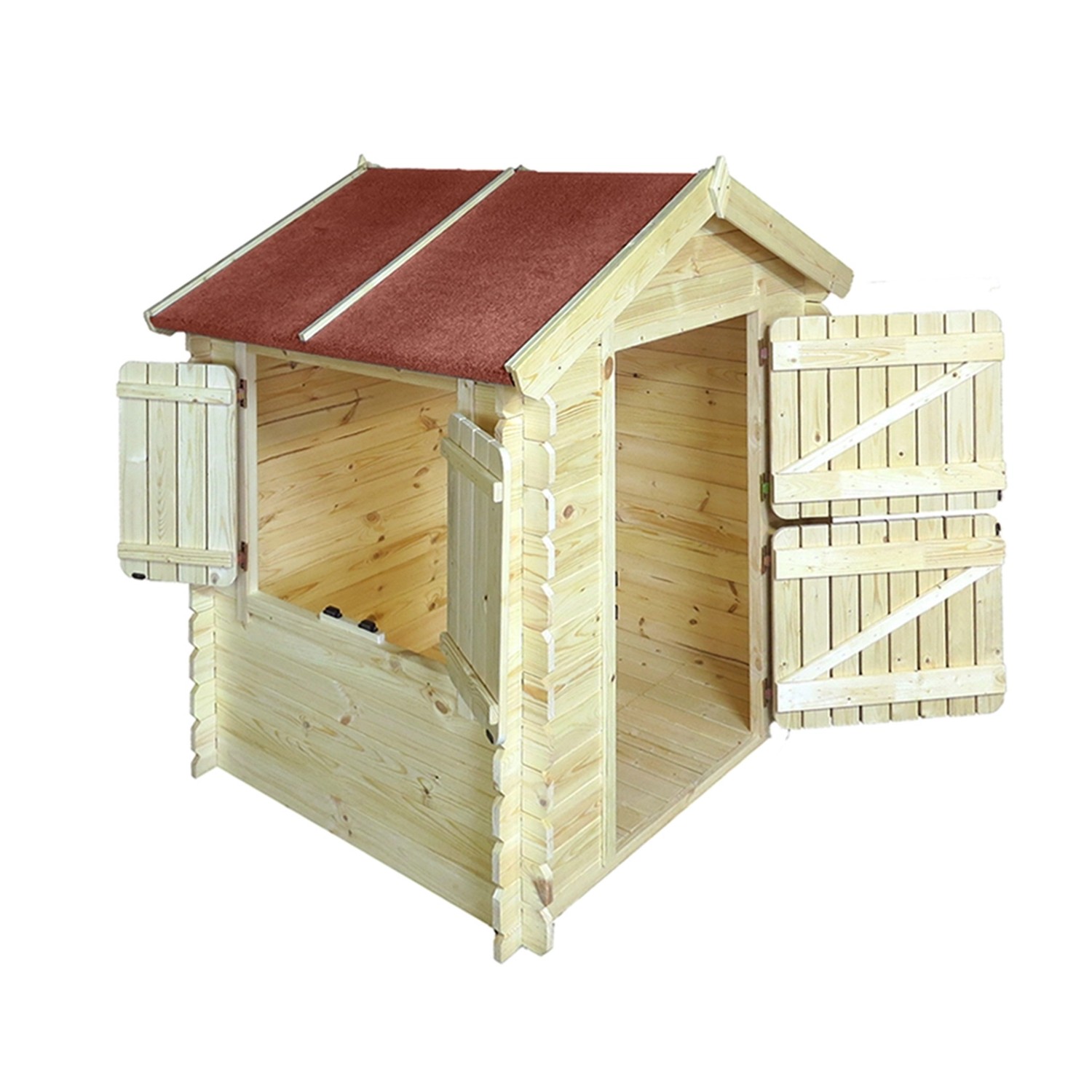 Timbela Kinderspielhaus M516 Beige Braun 1,1 m² FSC®