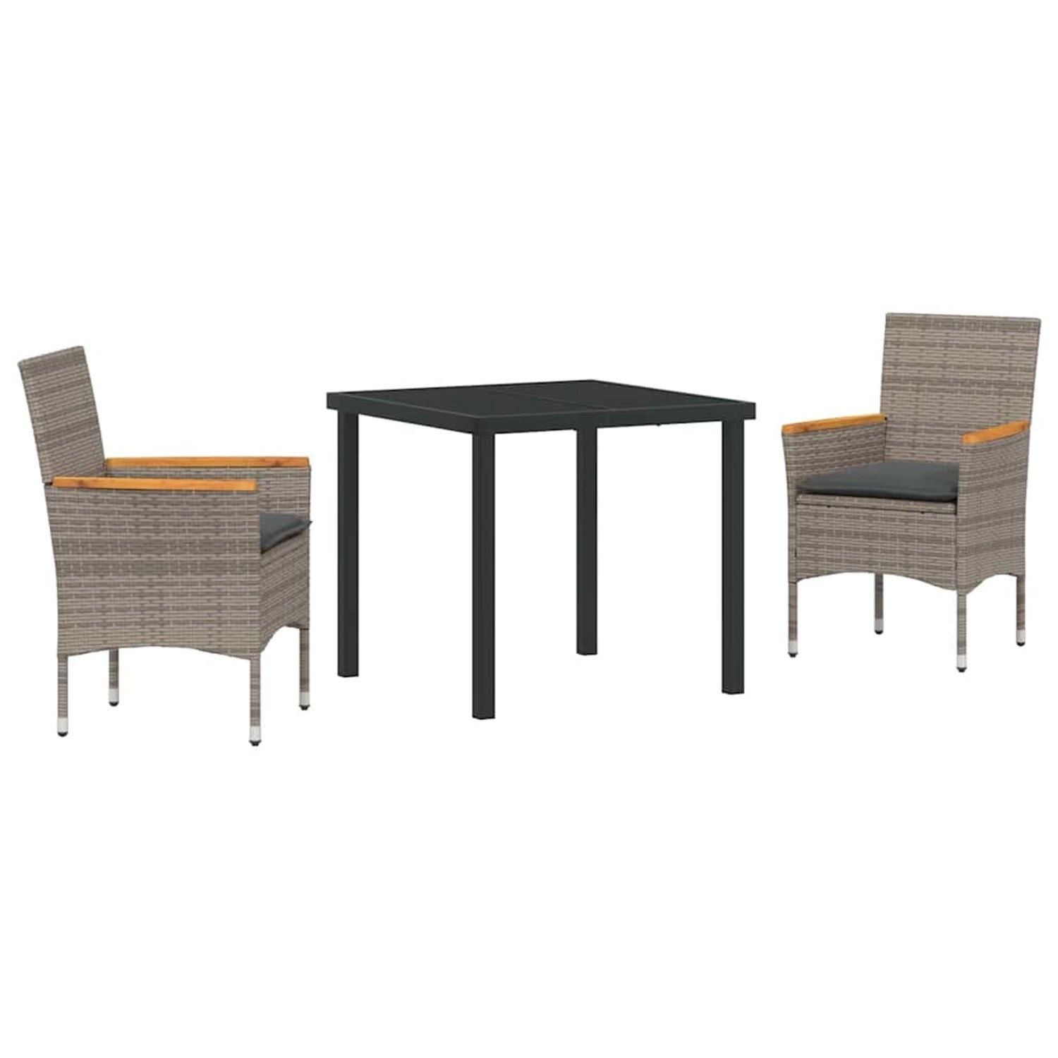 vidaXL Garten Essgruppe mit Kissen 3-Tlg Grau Poly Rattan 3379849 günstig online kaufen