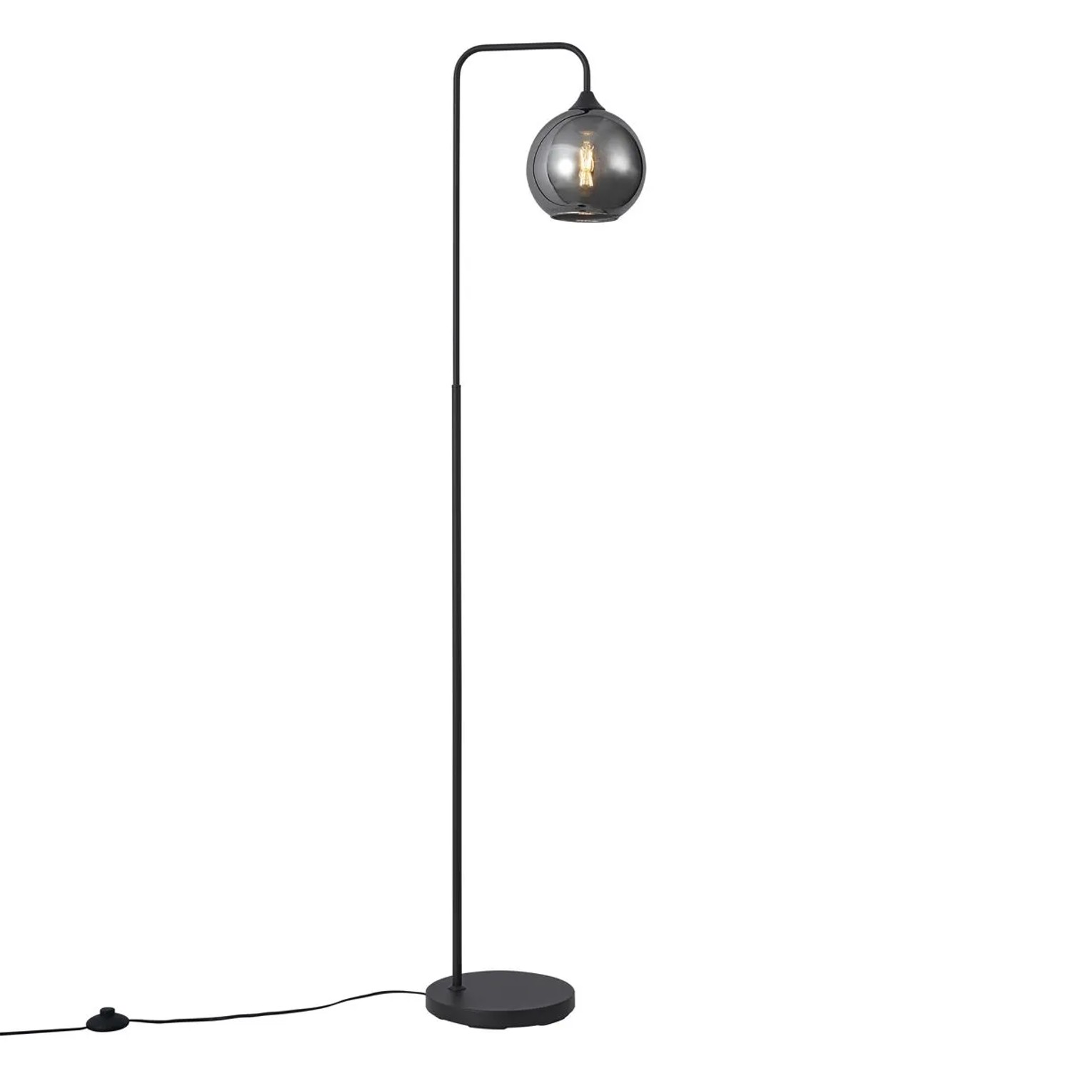 QAZQA Art Deco Stehleuchte Schwarz mit Rauchglas   Sandra