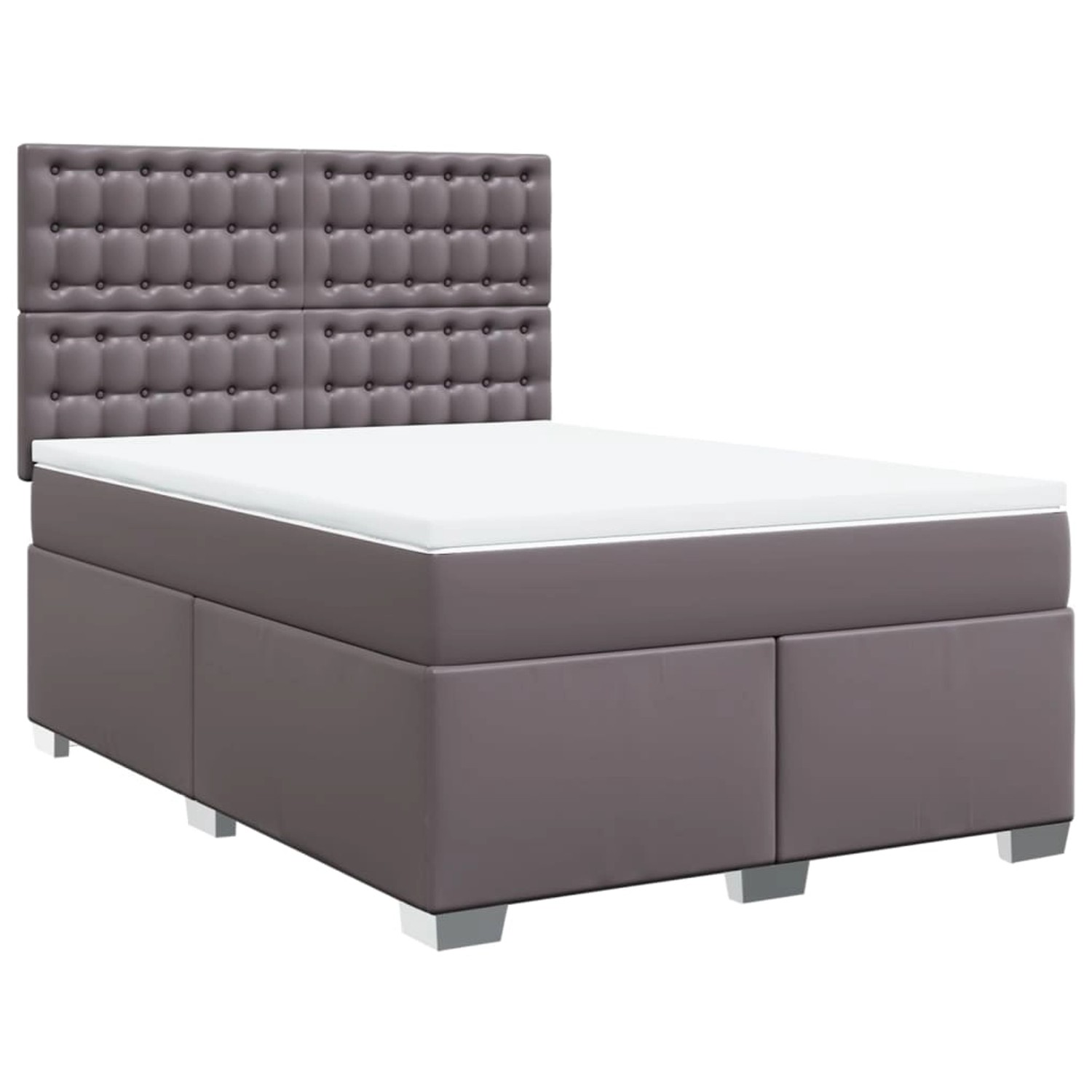 vidaXL Boxspringbett mit Matratze Grau 140x200 cm Kunstleder2100046 günstig online kaufen