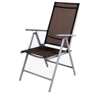 Mojawo Gartenstuhl Hochlehner, schokobraun, 7-fach verstellbarer Klappstuhl aus Aluminium.