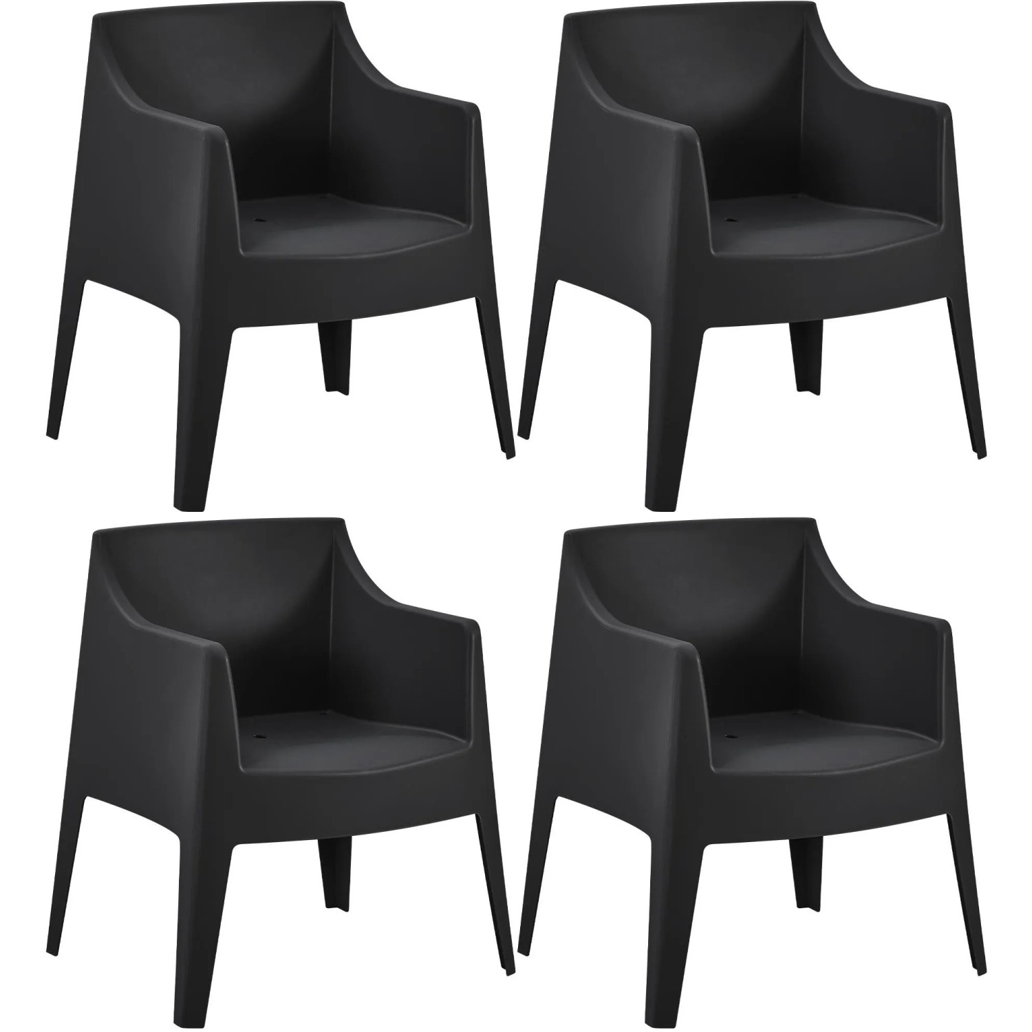 CLP 4er Set Gartenstühle Bartal Schwarz