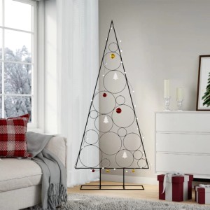 Schwarzer 180 cm Metall-Weihnachtsbaumrahmen mit Kreisen, modern, für individuelle Dekoration. Ideal für festliche Akzente.