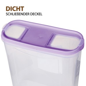 Bestlivings Frischhaltebox Schüttdose, 4,5L, 2er-Pack, lila Deckel, für Vorratsdosen.