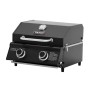 Schwarzer Taino Platinum Compact Gasgrill mit 2 Brennern, Edelstahlgriff und Thermometer. Ideal für Camping & Balkon.