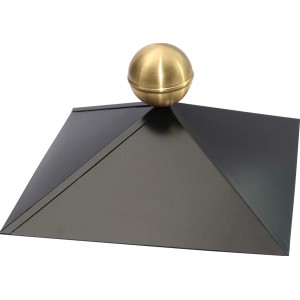 Skan Holz Firstkappe für 4-Eck Pavillon, Stahlblech lackiert, mit goldener Messingkugel.