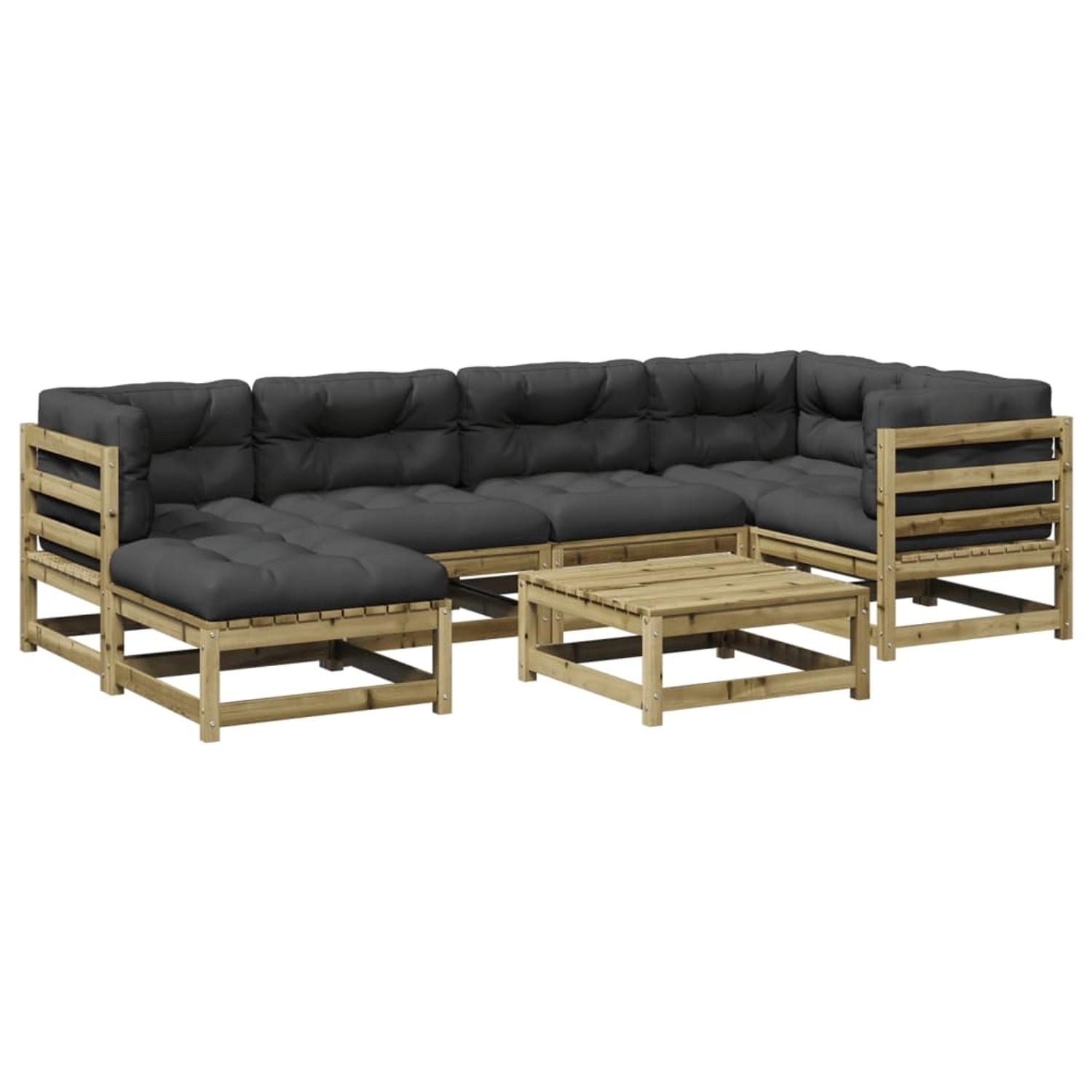vidaXL 7-Tlg Garten-Sofagarnitur mit Kissen Kiefernholz Imprägniert 3299537 günstig online kaufen