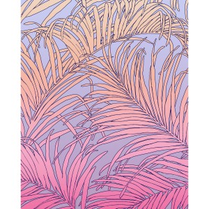 Rosa Fototapete mit Palmenmuster "Palm Foglie" von Komar, 200x250 cm.