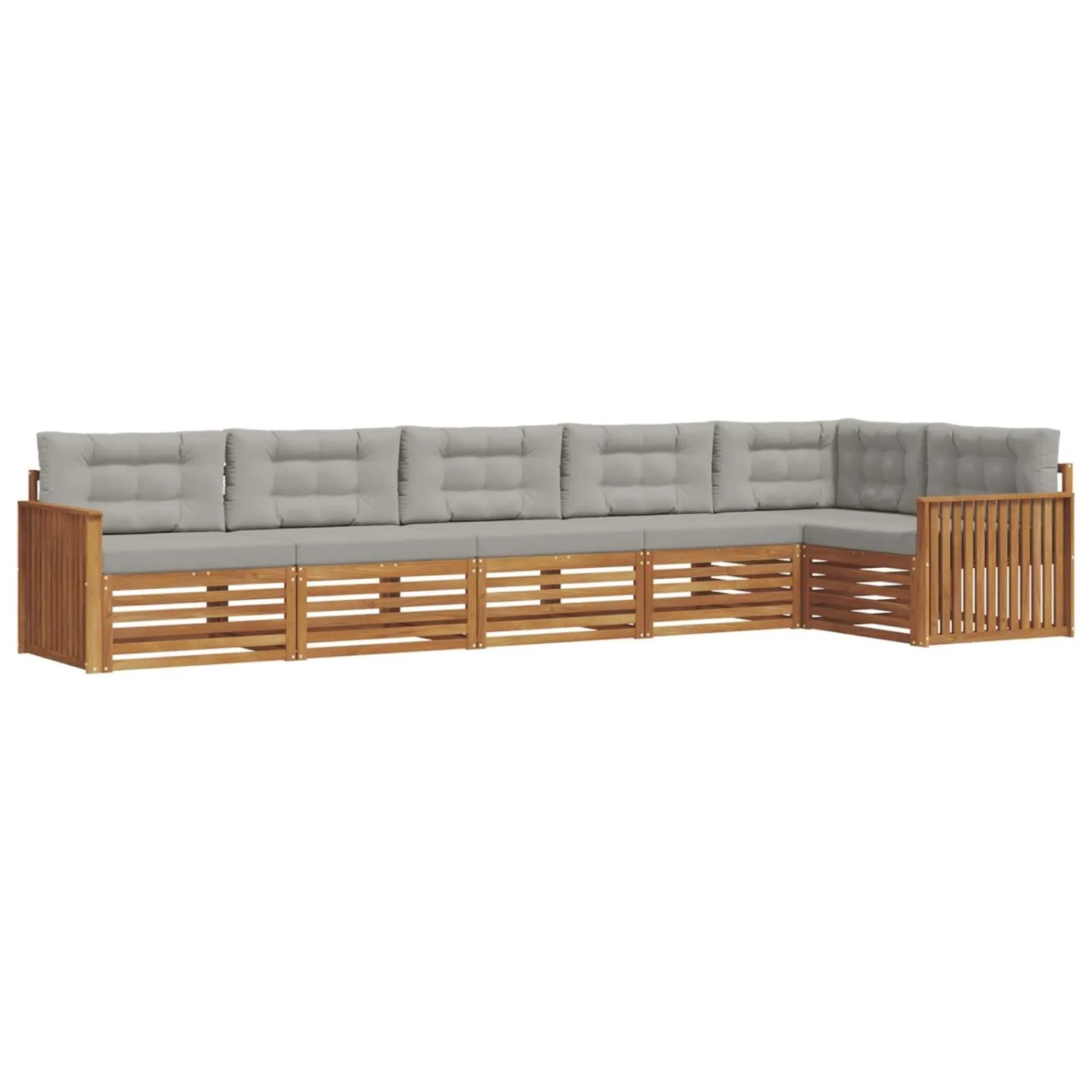 vidaXL Outdoor-Sofagarnitur mit Kissen 19-Tlg Natur und Hellgrau 3373536