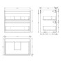 Technisches Diagramm des Duschparadies Waschbeckenunterschranks Y244X mit Maßen 60x39x52cm, 2 Schubladen und Siphonausschnitt.