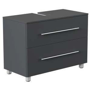 Posseik Waschtischunterschrank Mondial Universal, 85 cm, Grafit mit zwei Schubladen und Standfüßen.