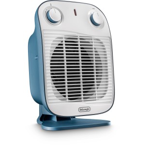 DeLonghi Schnellheizer HFS50B20.AV, blau-weißer Elektroheizer mit Thermostat und IP21 Schutz.