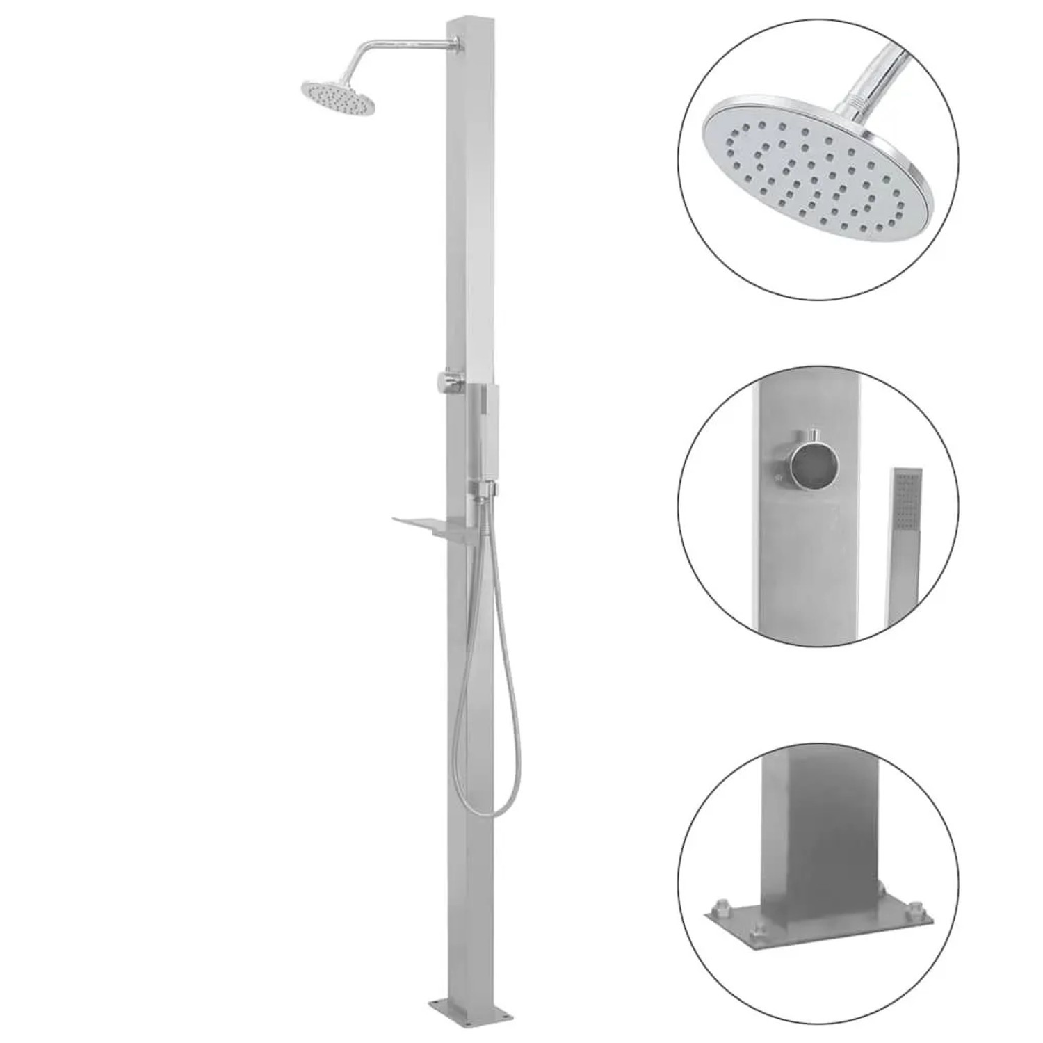 vidaXL Gartendusche Edelstahl Gerade 48198
