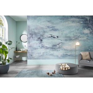 Erismann Fototapete Freisprung Blau im Raum, Motiv mit Schwimmer, 4,0x2,7m.