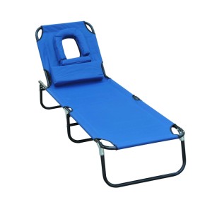 Outsunny Sonnenliege Oxford-Stoff Stahlrohr Blau L190 x B56 x H28 cm