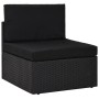 Schwarzes vidaXL Gartenmöbel-Lounge-Set aus Polyrattan, Einzelteil mit Kissen.