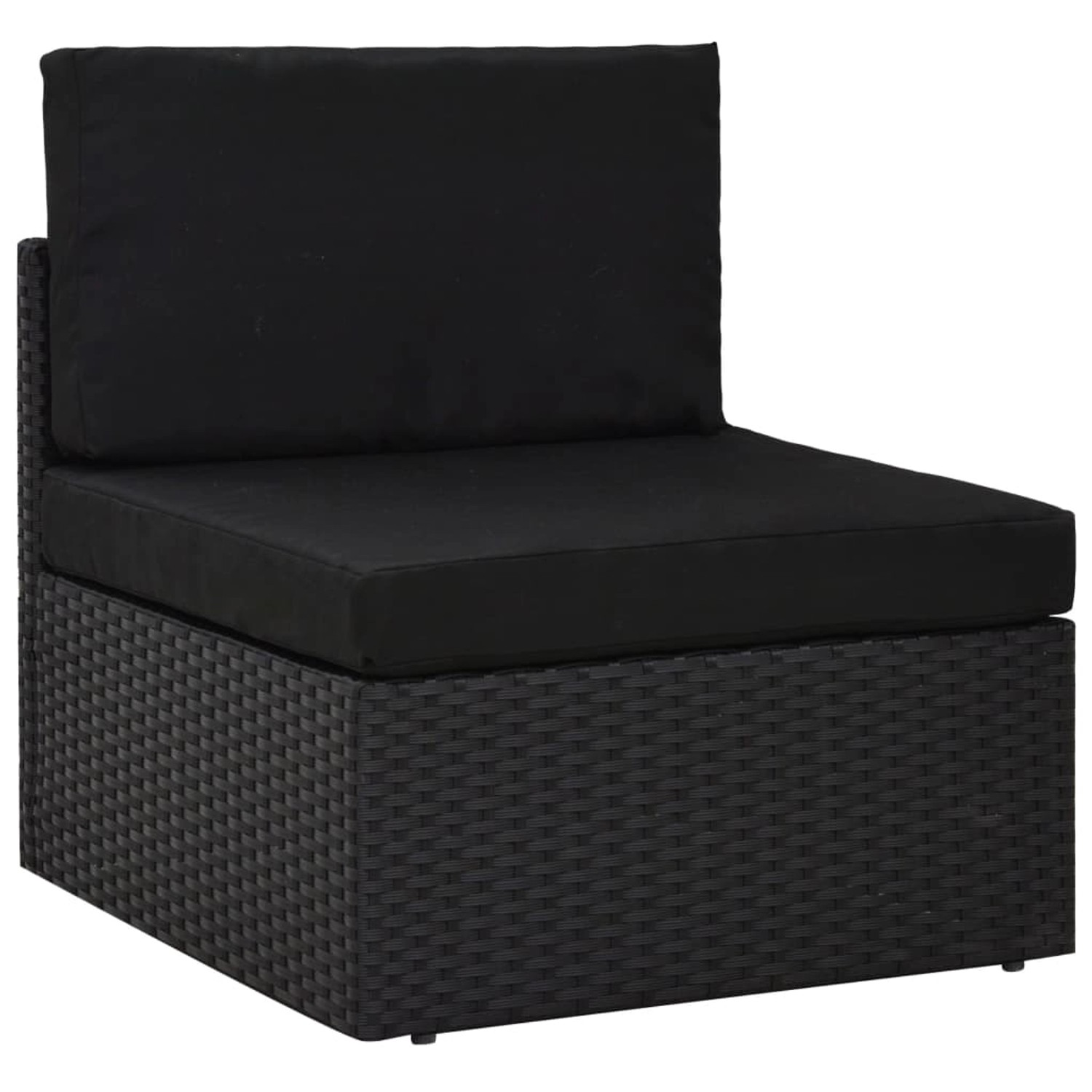 Schwarzes vidaXL Gartenmöbel-Lounge-Set aus Polyrattan, Einzelteil mit Kissen.