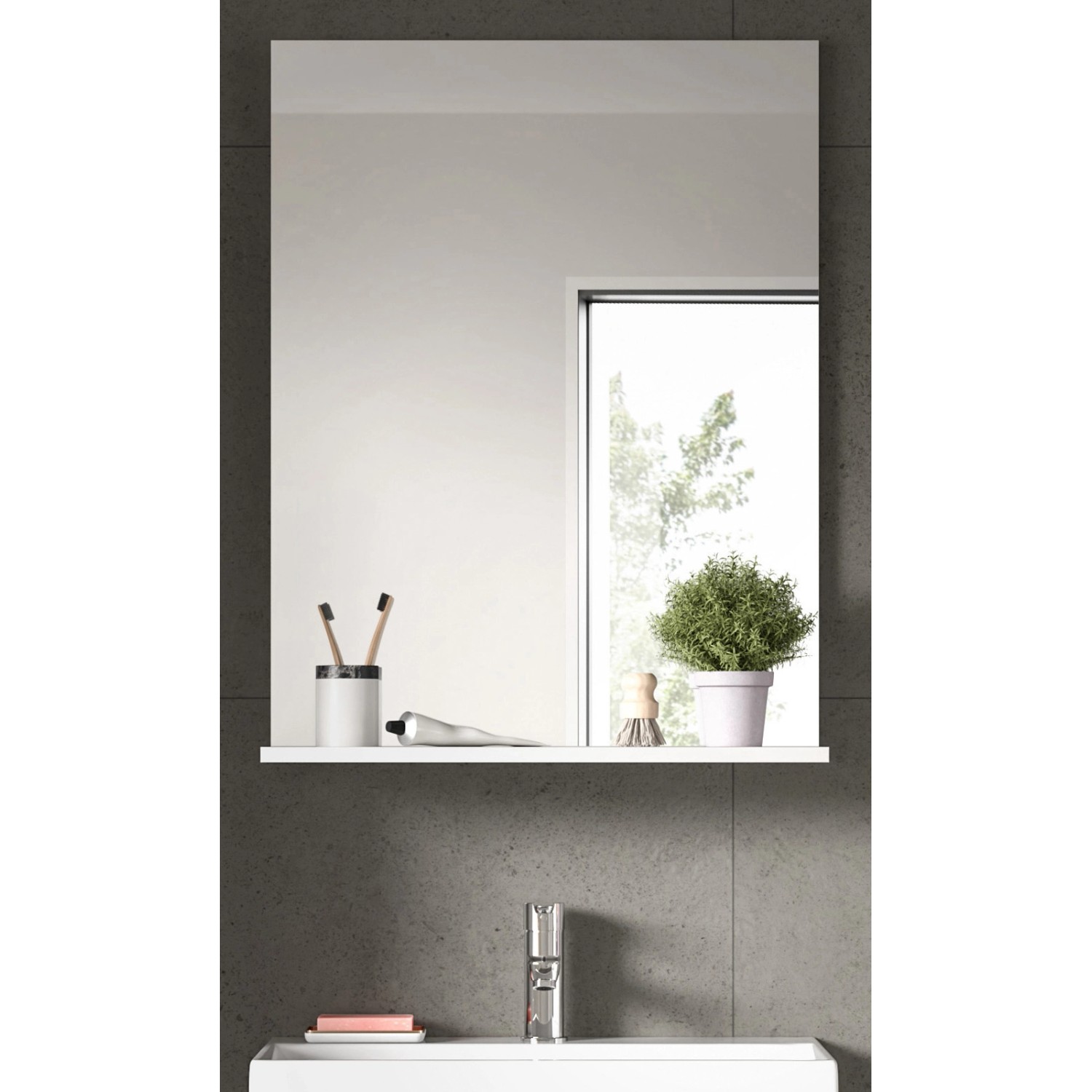 Inn.Furn Badezimmer Spiegel in Weiß 60 x 79 cm Shawn_2